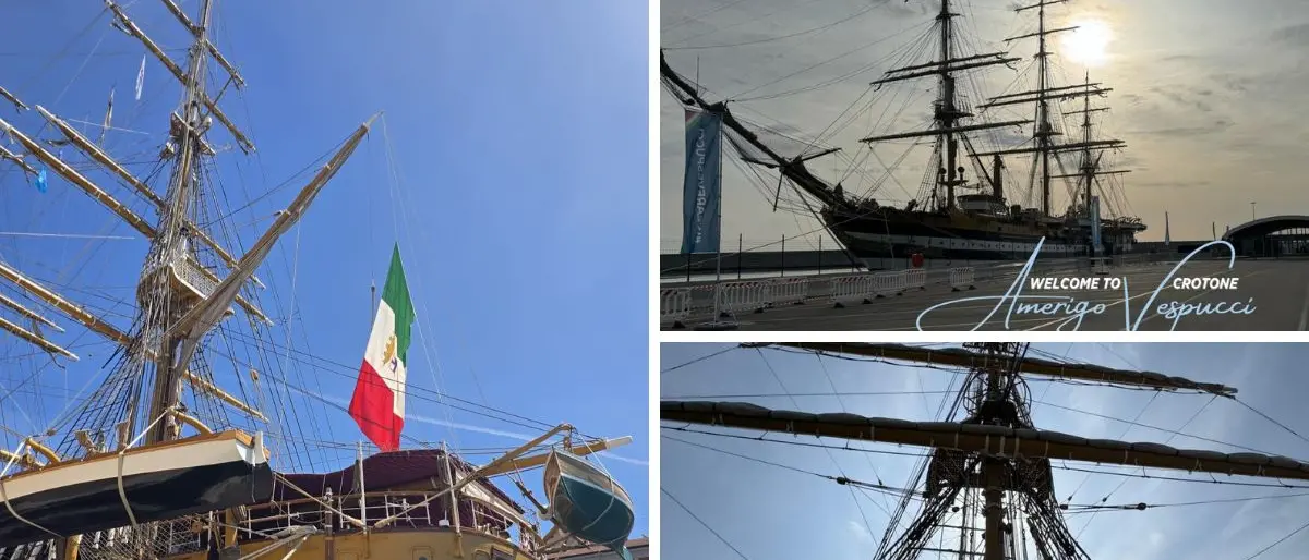 Amerigo Vespucci, la nave più bella del mondo è arrivata a Crotone: bandiera\u00A0a mezz’asta per la morte di papa Francesco\n