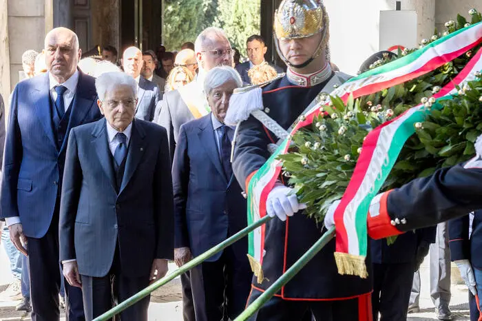 Mattarella alle celebrazioni per il 25 aprile , ANSA