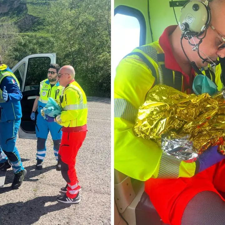 Bimba ha fretta di nascere: parto in ambulanza ad Acri e poi il trasporto a Cosenza in elisoccorso
