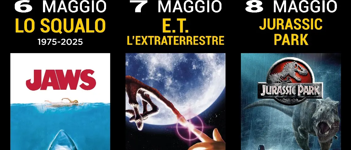 Il Politeama di Catanzaro riporta al cinema i capolavori firmati Spielberg/Williams: Lo squalo, E.T. e Jurassic Park\n