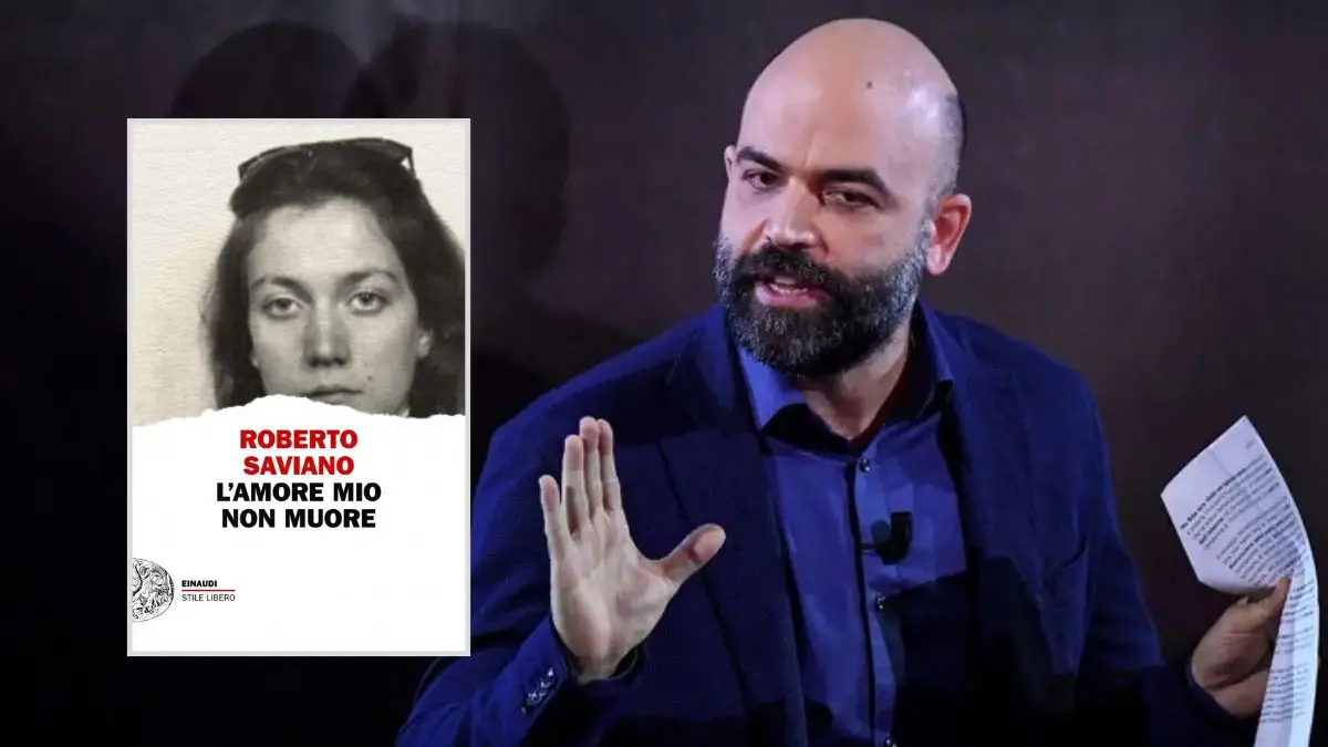 <p>Roberto Saviano e nel riquadro il libro sulla storia di Rossella Casini &quot;L&#39;Amore mio non muore&quot;</p>\\n