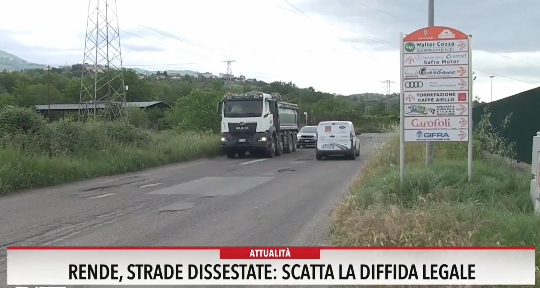 Rende, strade dissestate: scatta la diffida legale