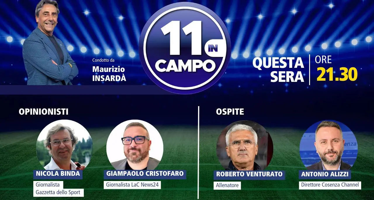 A “11 in campo” l’allenatore Roberto Venturato: appuntamento alle 21.30 su LaC Tv\n
