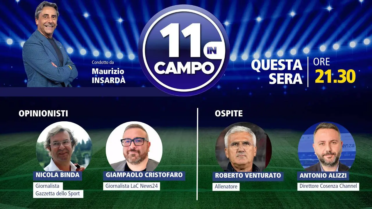 A “11 in campo” l’allenatore Roberto Venturato: appuntamento alle 21.30 su LaC Tv\n