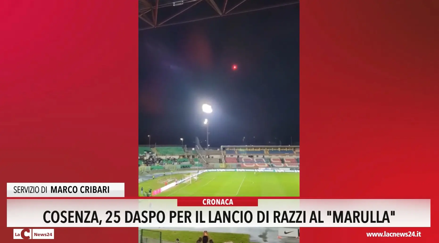 Cosenza, 25 daspo per il lancio di razzi al Marulla