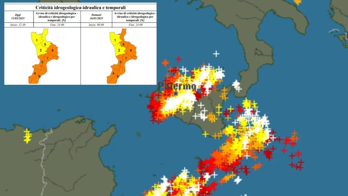 Il ciclone mediterraneo si abbatte sulla Calabria, allerta arancione su quasi tutta la regione: possibili nubifragi