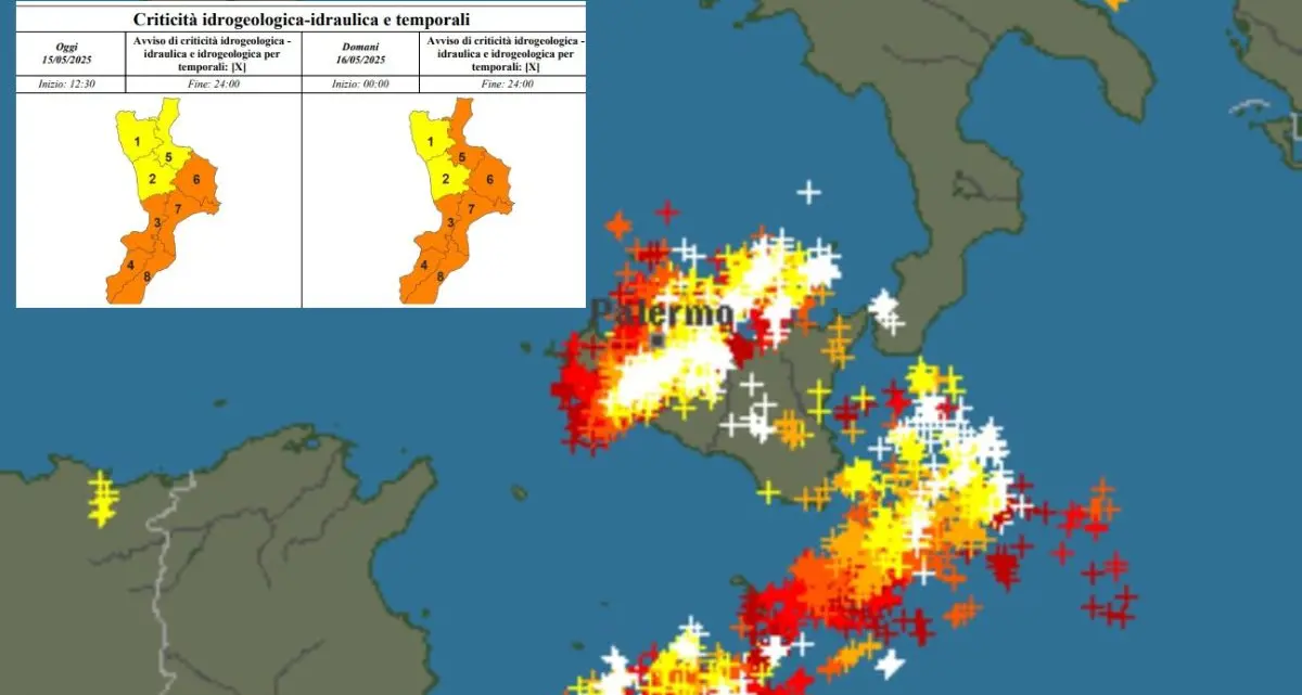 Il ciclone mediterraneo si abbatte sulla Calabria, allerta arancione su quasi tutta la regione: possibili nubifragi\n