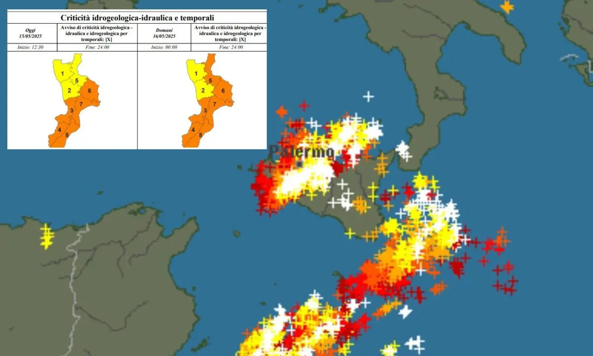 Il ciclone mediterraneo si abbatte sulla Calabria, allerta arancione su quasi tutta la regione: possibili nubifragi\n