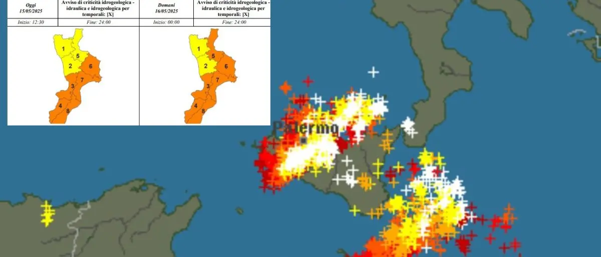 Il ciclone mediterraneo si abbatte sulla Calabria, allerta arancione su quasi tutta la regione: possibili nubifragi\n