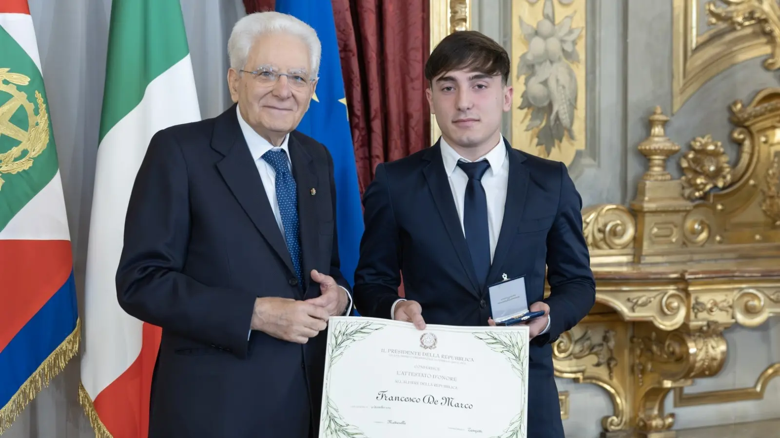 L'emozione di Francesco De Marco, alfiere reggino della Repubblica insignito da Mattarella
