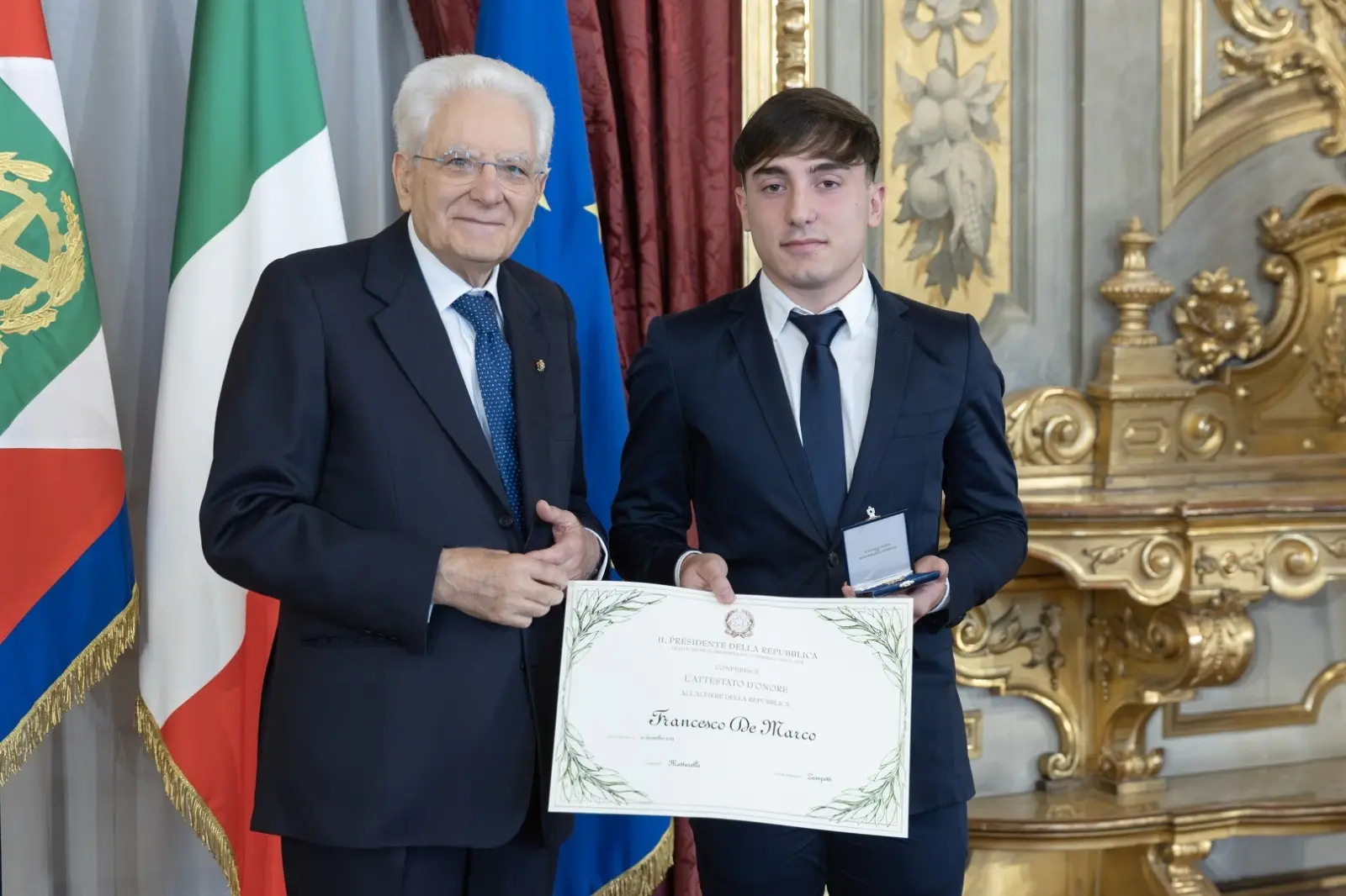 L'emozione di Francesco De Marco, alfiere reggino della Repubblica insignito da Mattarella