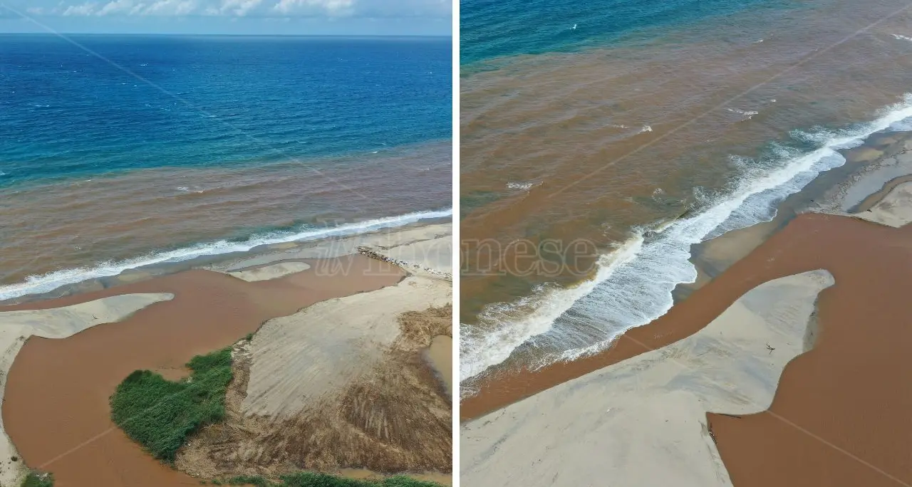 Da blu a marrone,\u00A0cambia colore il mare a Pizzo invaso dal fango del fiume Angitola\n