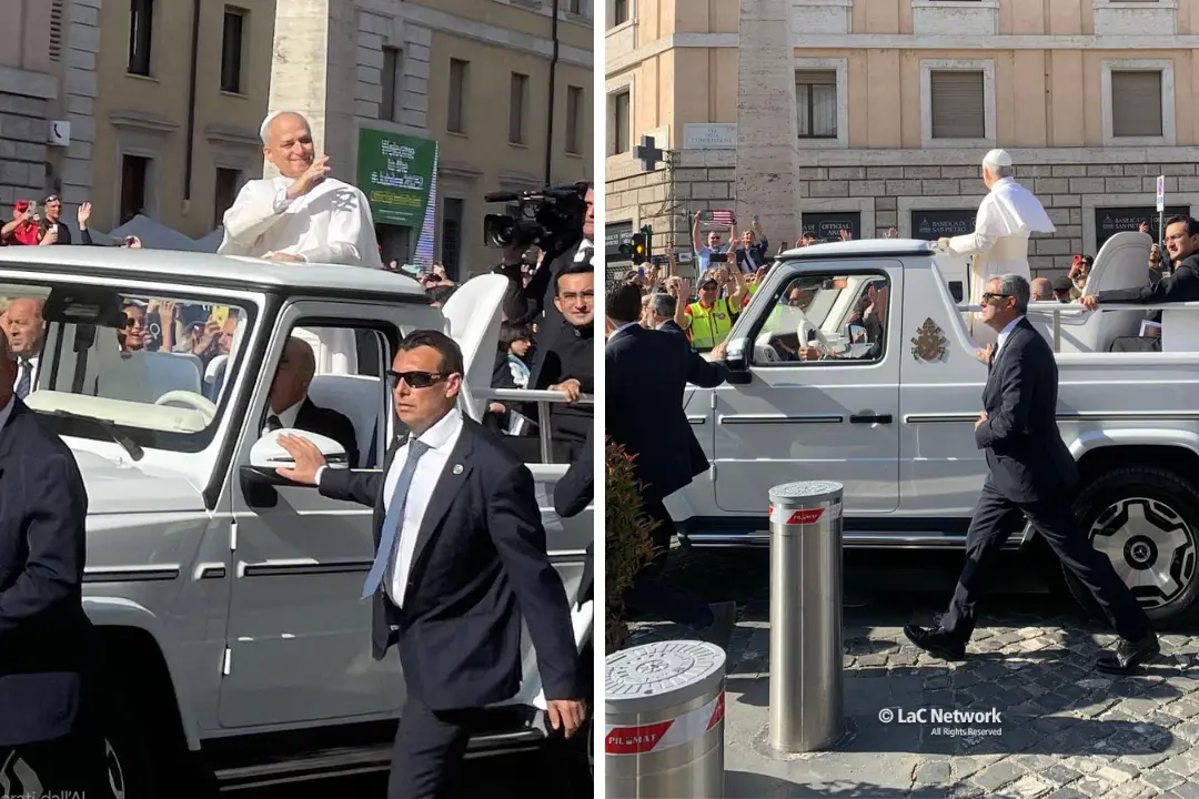 La prima volta di Leone XIV in papamobile (foto di Pina Costa e Onofrio Greco)