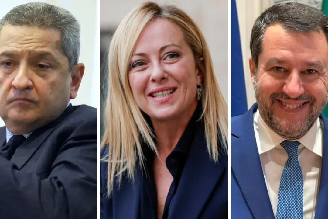 <p>Da sinistra: Panetta, Meloni, Salvini</p>\\n
