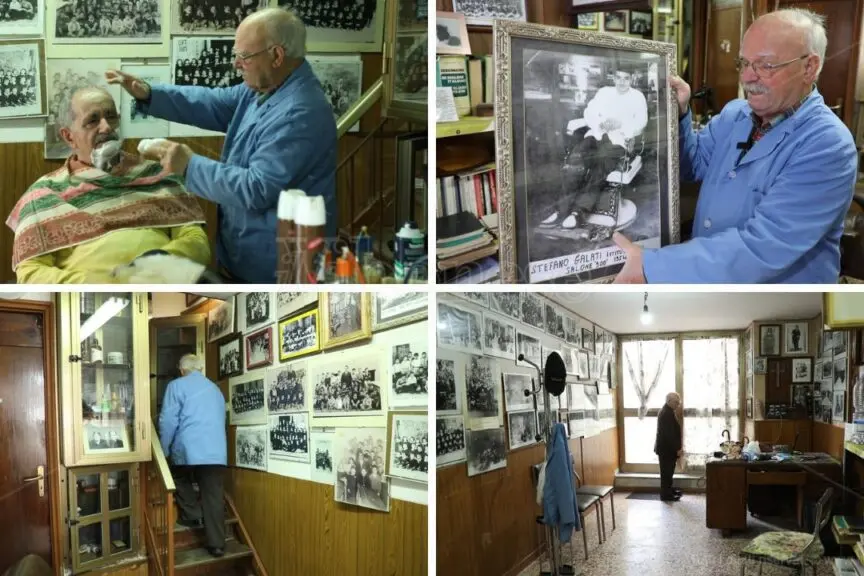San Nicola da Crissa: l’antropologo Vito Teti sulla sedia del barbiere Antonio Galati, l’ultimo rimasto nel borgo vibonese