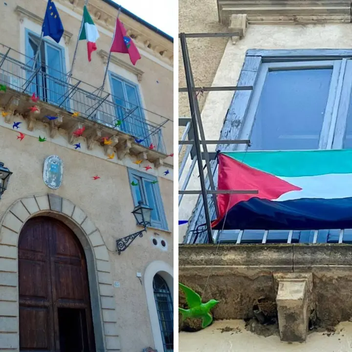 Acri, la bandiera della Palestina sventola sul Municipio: «Solidarietà a un popolo martoriato»\n