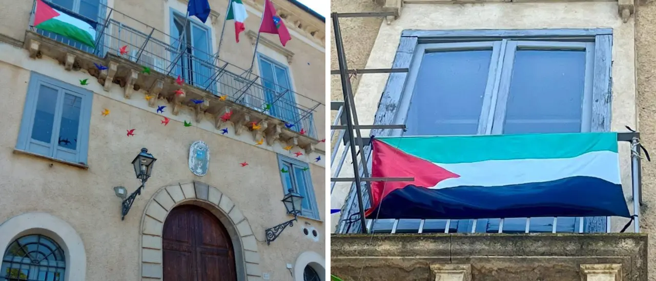 Acri, la bandiera della Palestina sventola sul Municipio: «Solidarietà a un popolo martoriato»\n