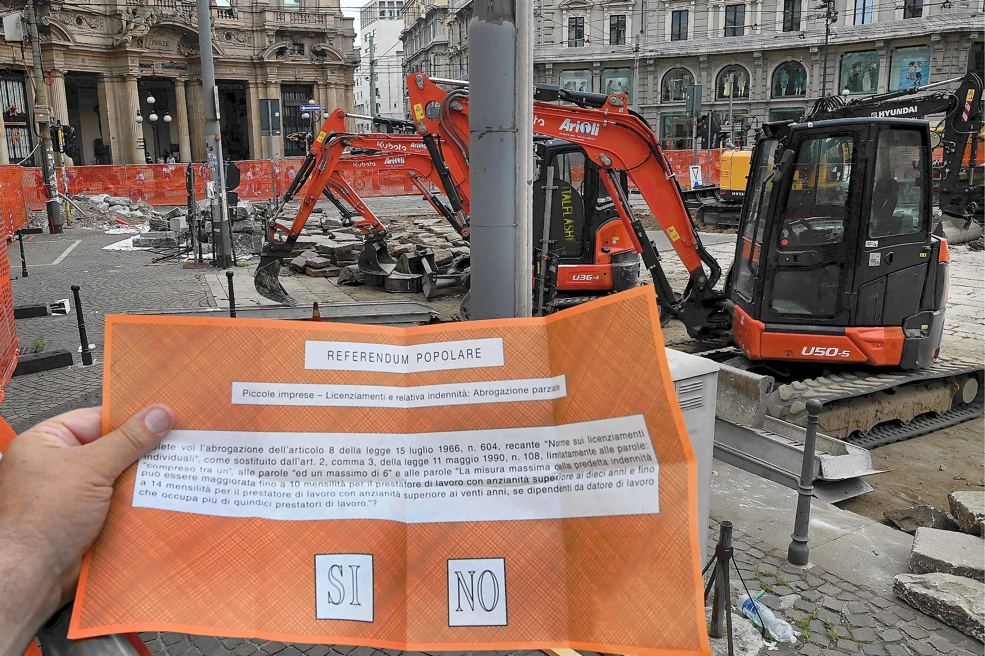 Milano, Schede Elettorali per le votazioni dei 5 Referendum del 8 e 9 Giugno 2025, per il Lavoro