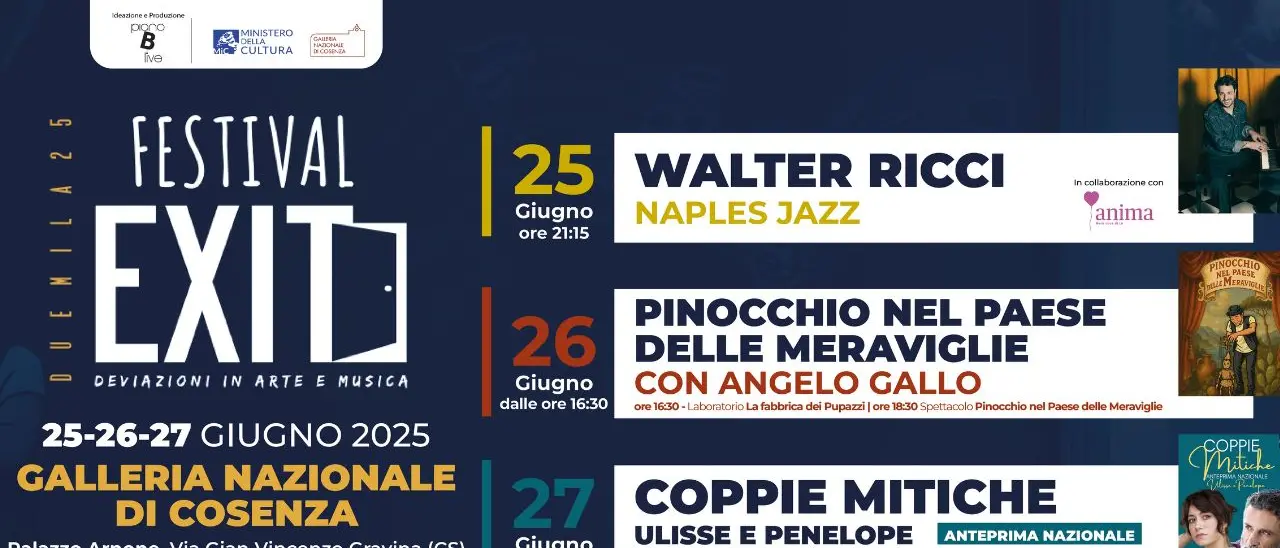 EXIT – Deviazioni in arte e musica, a Cosenza\u00A0tre appuntamenti a giugno