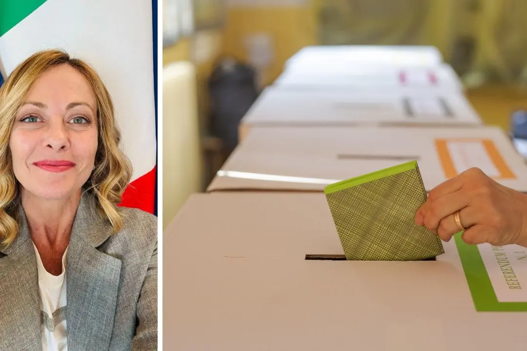 <p>A sinistra, l&#39;immagine con cui Giorgia Meloni ha commentato sui social il fallimento dei referendum</p>\\n