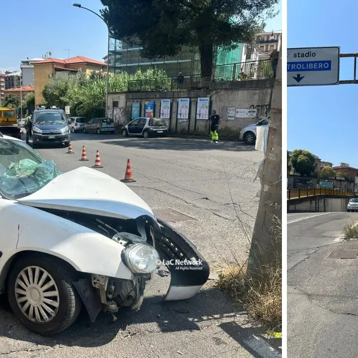 Cosenza, finisce con l’auto contro un palo della segnaletica stradale: un ferito\n