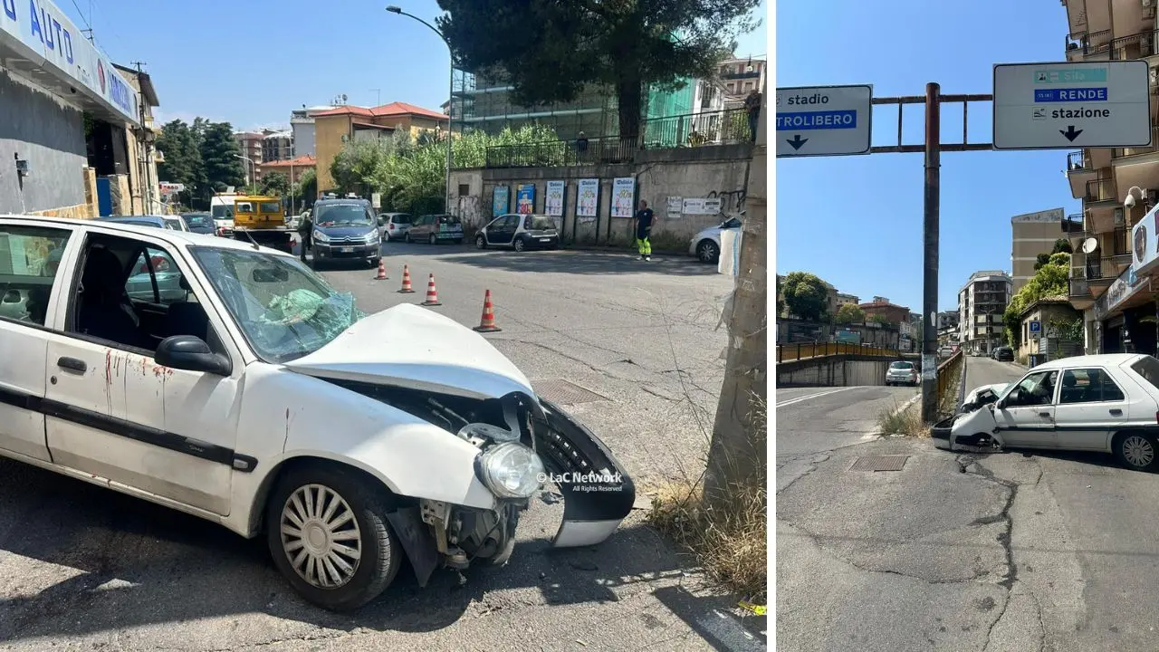 Cosenza, finisce con l’auto contro un palo della segnaletica stradale: un ferito\n
