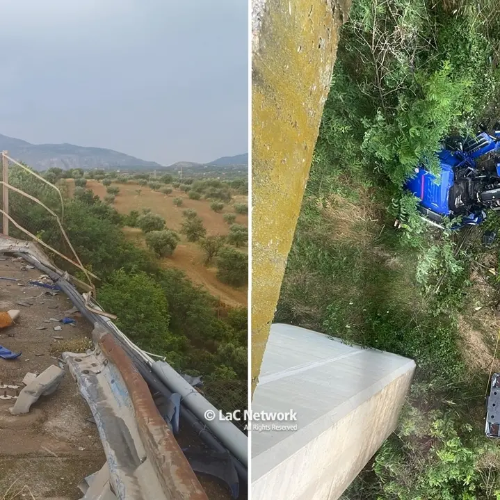Forti raffiche di vento nel Cosentino, tir precipita dal viadotto Salso sull’A2: illesi i due occupanti\n