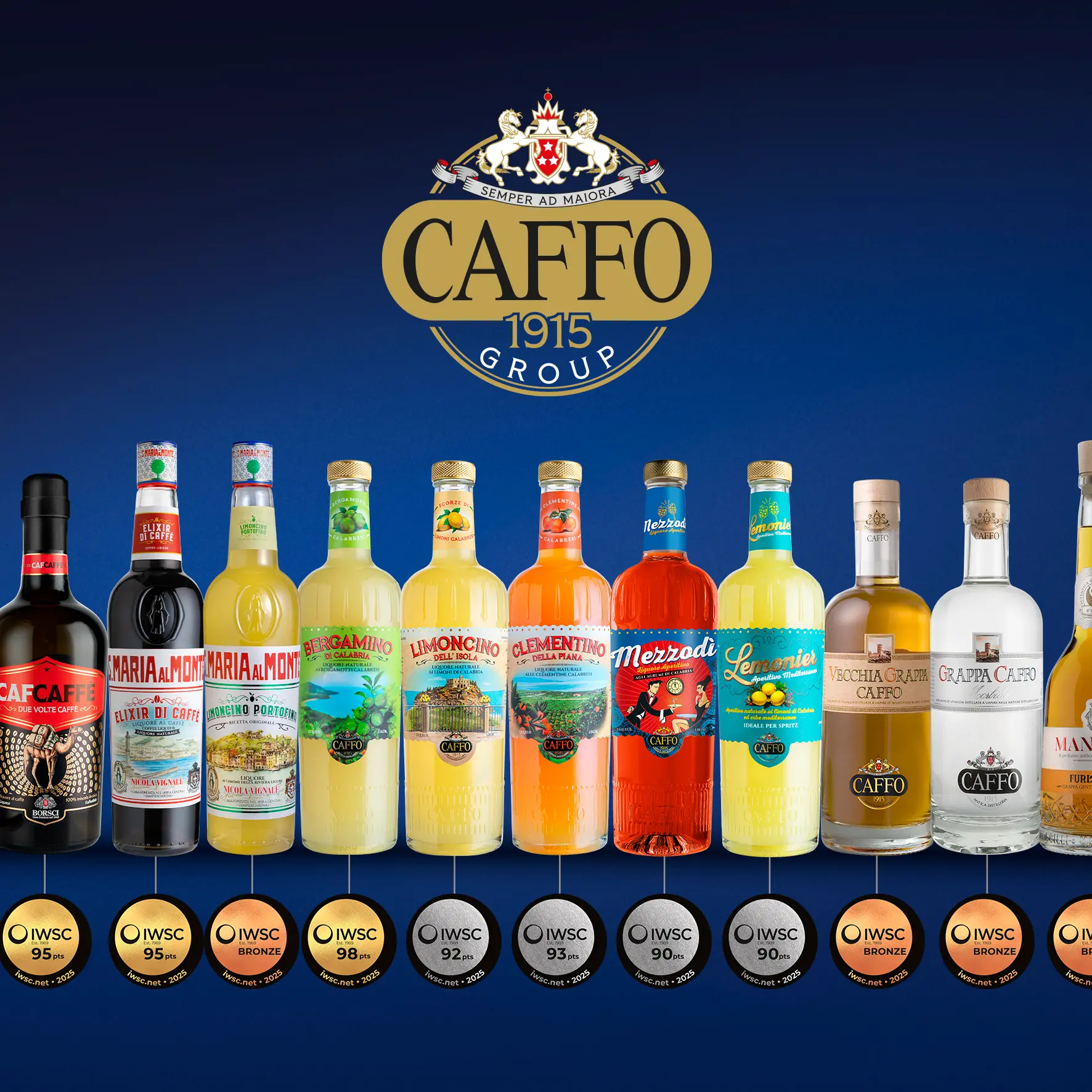 Il Gruppo Caffo 1915 trionfa all’IWSC 2025 con 17 premi: medaglia d’oro al Salmiacello e al Bergamino di Calabria\n