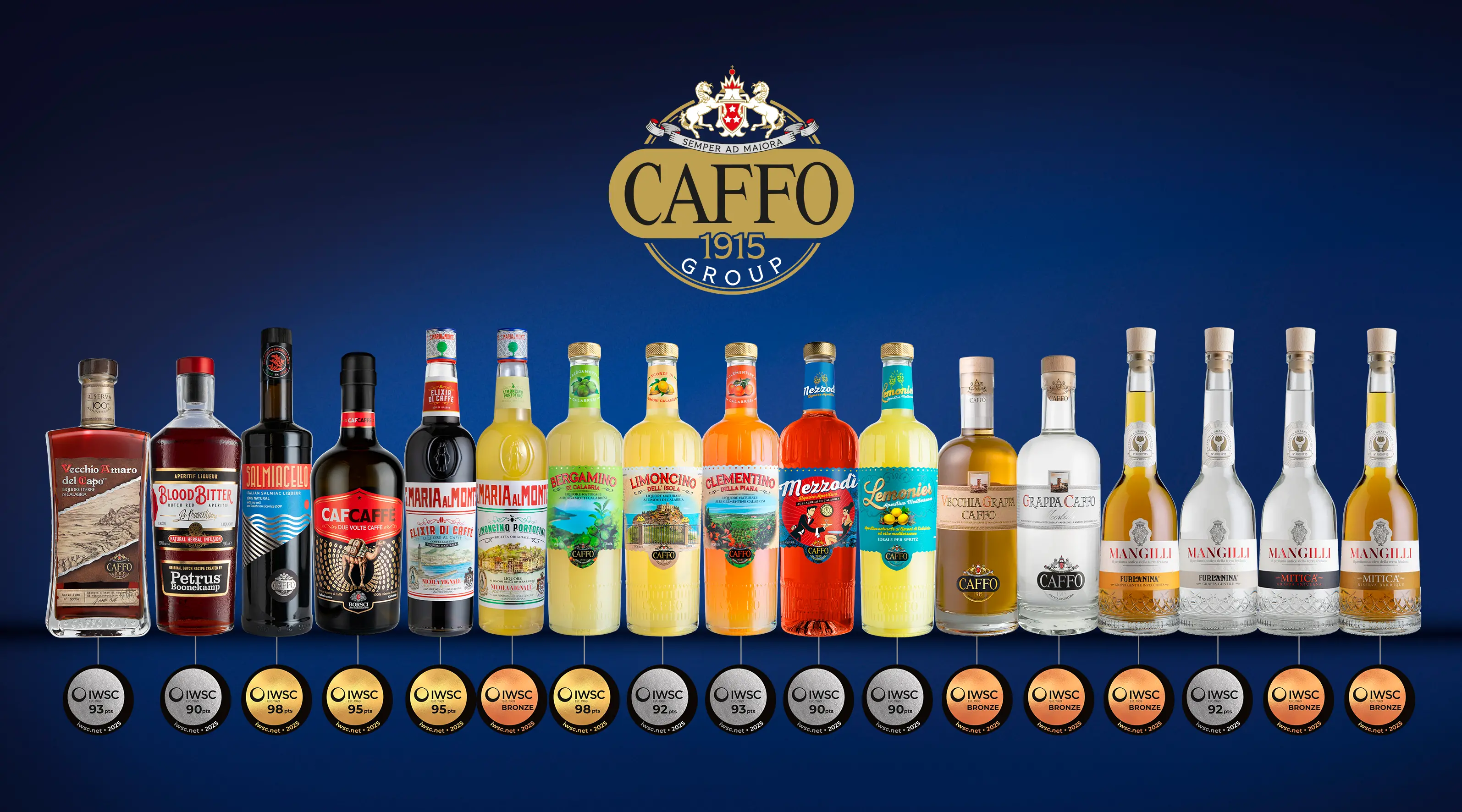 Il Gruppo Caffo 1915 trionfa all’IWSC 2025 con 17 premi: medaglia d’oro al Salmiacello e al Bergamino di Calabria\n