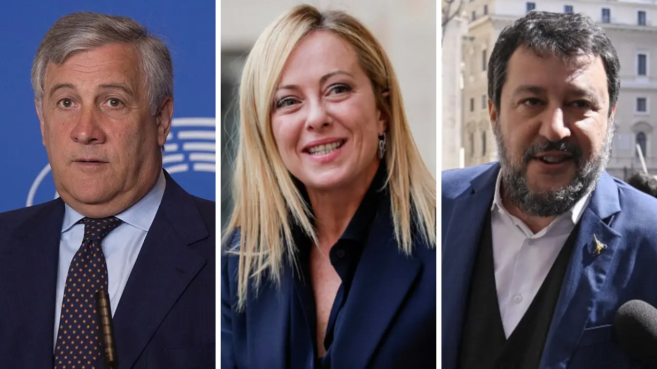 <p>Tajani, Meloni e Salvini</p>\\n