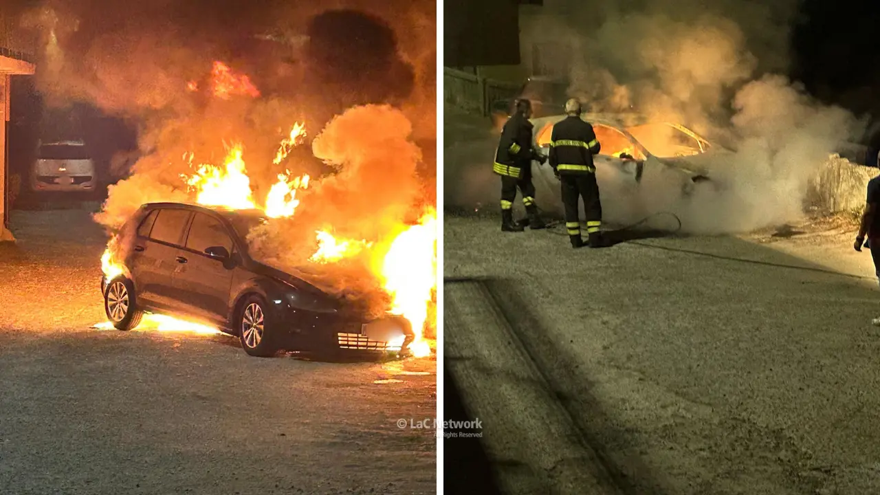 Nocera Terinese, automobile in fiamme in pieno centro storico