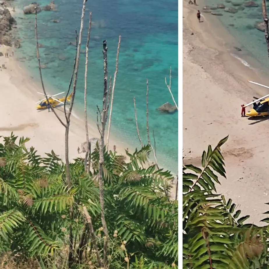Parghelia, turista in spiaggia colpita alla testa da un sasso forse lanciato da un bambino: interviene l’elisoccorso\n