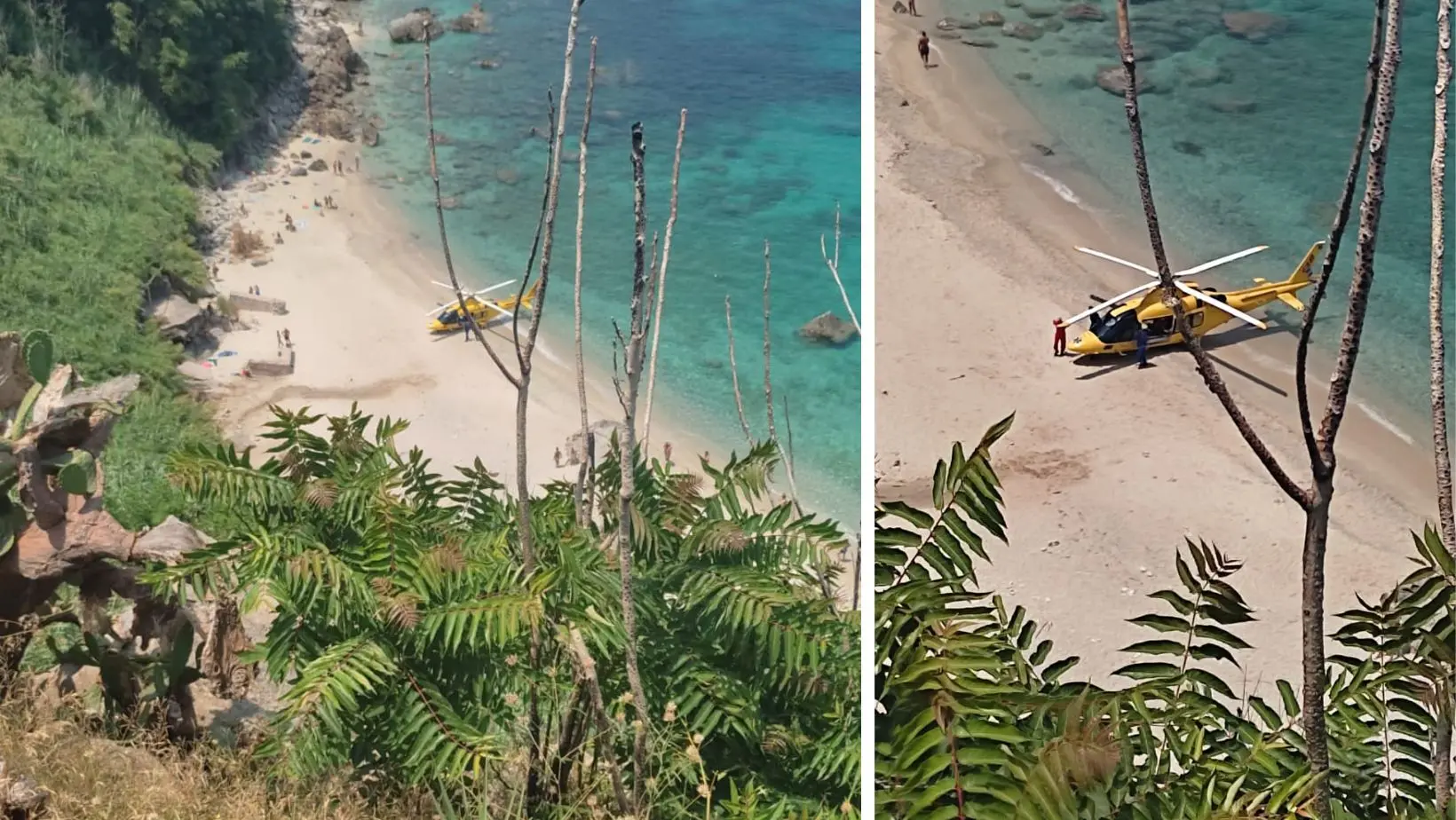Parghelia, turista in spiaggia colpita alla testa da un sasso forse lanciato da un bambino: interviene l’elisoccorso\n