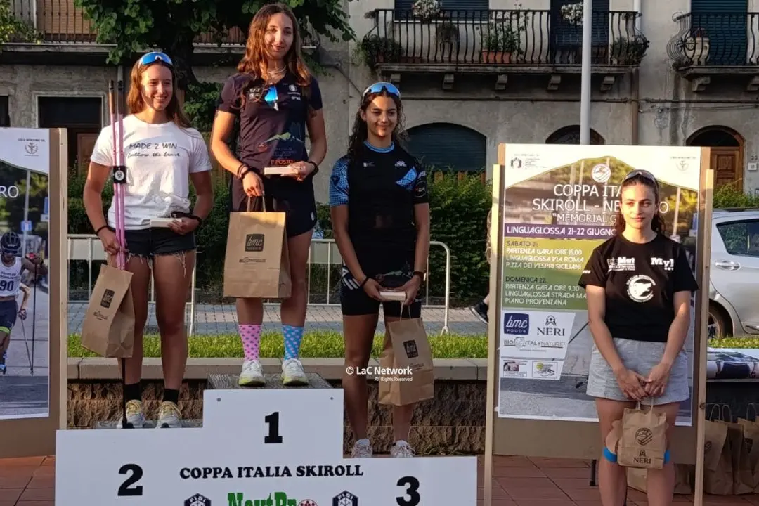 Il podio dell\\'Under 20 dei Campionati Assoluti Italiani di Skiroll