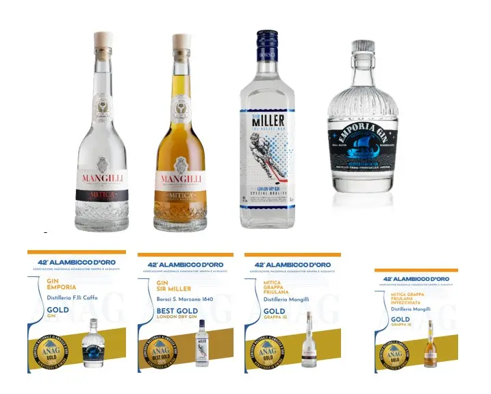 Trionfo di medaglie per le grappe Mangilli e per i gin del Gruppo Caffo\n