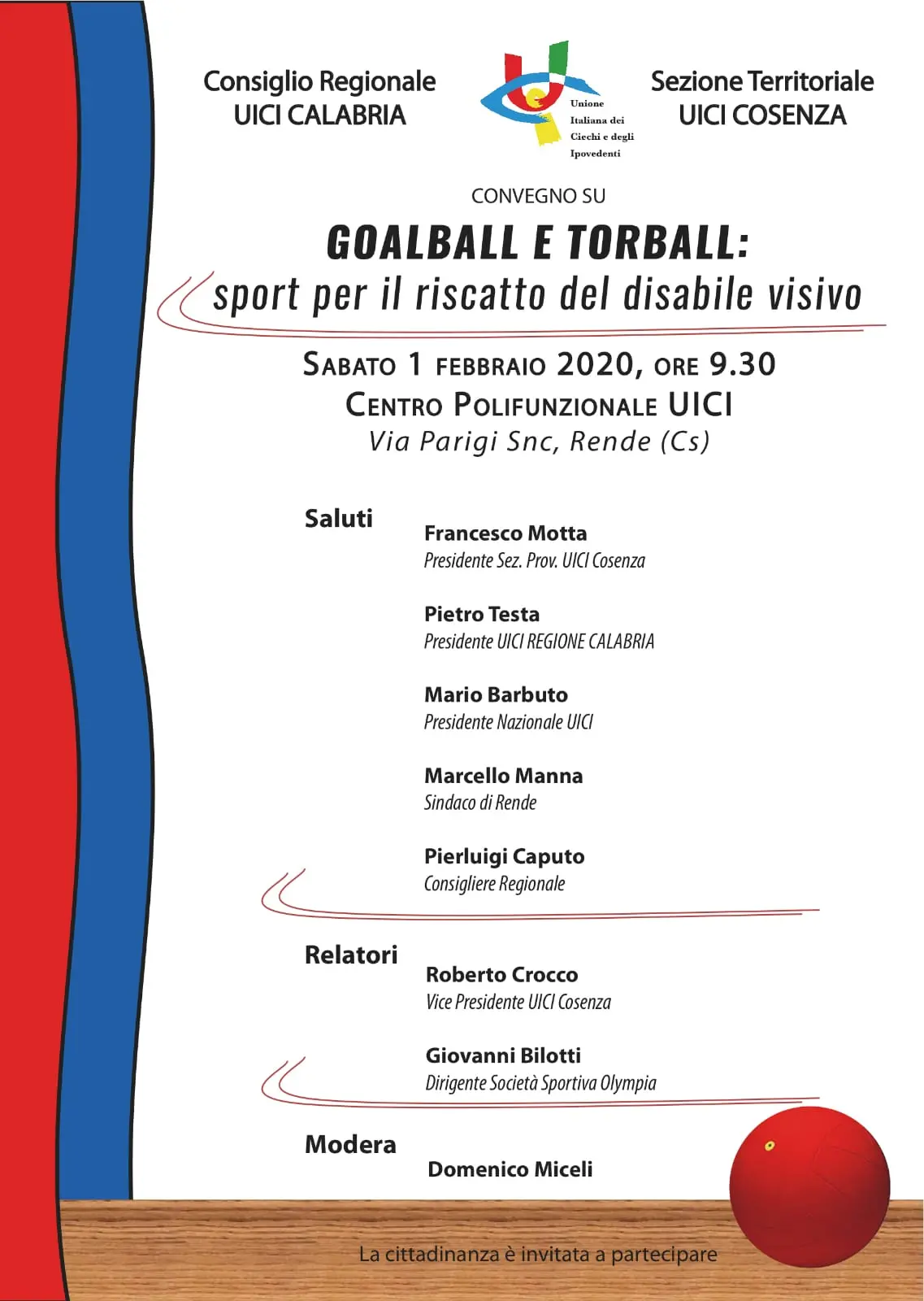 “Golball e Torball”, il convegno organizzato dall’Uici a Rende
