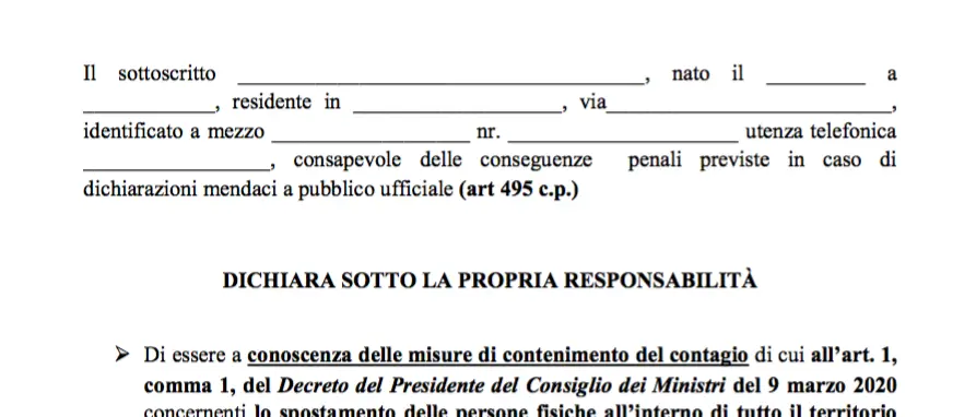 Ecco il modello aggiornato con le nuove disposizioni contenute nel DPCM