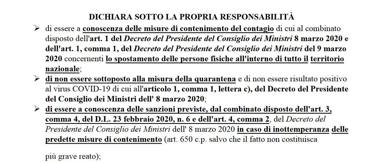 Coronavirus, nuovo modulo per l'autocertificazione