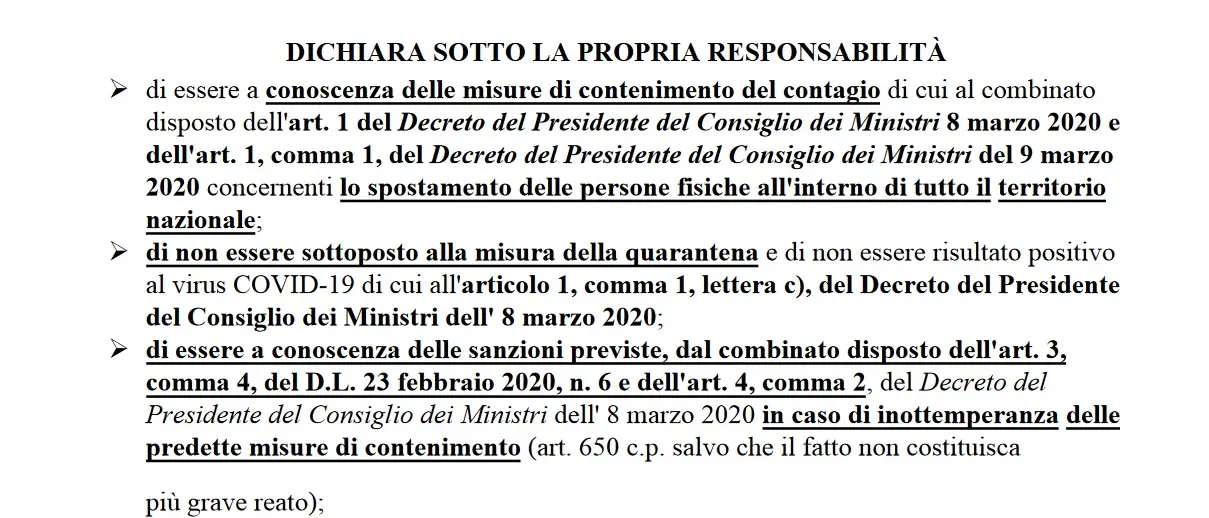 Coronavirus, nuovo modulo per l'autocertificazione