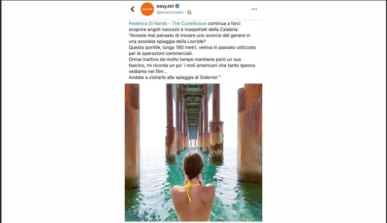 Easy Jet, ci risiamo. La blogger: “Visitate il pontile a Siderno”, ma è pericolante