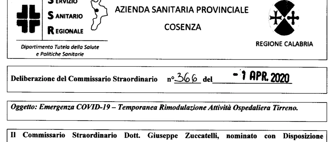 «Ventilatori obsoleti a Cetraro». Ma Zuccatelli insiste col presidio Covid19