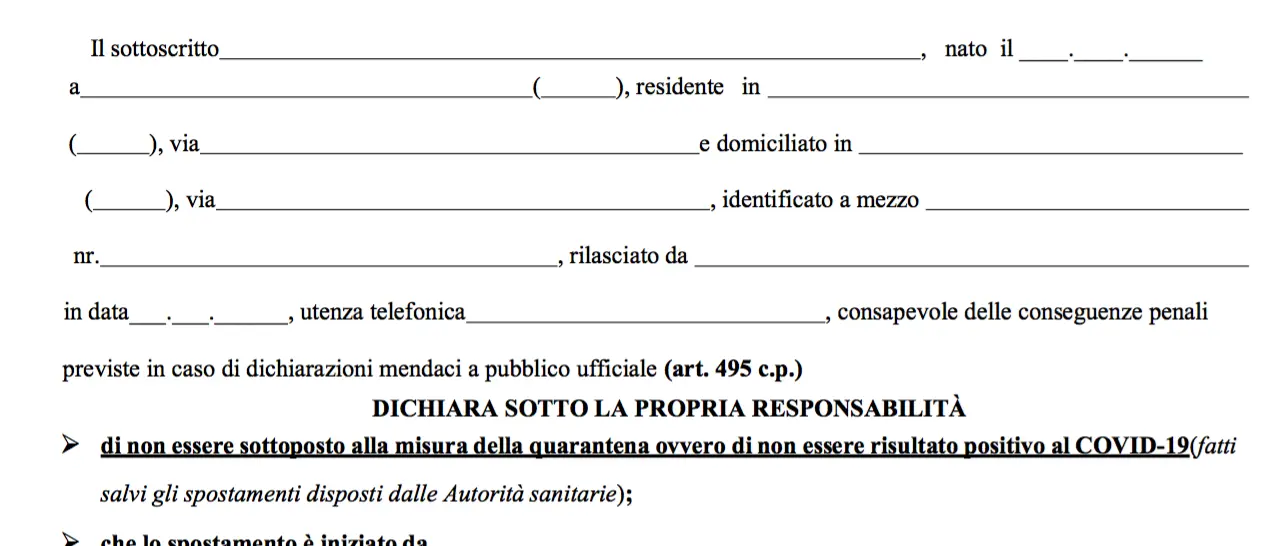 Coronavirus, ecco il nuovo modello dell'autocertificazione SCARICA