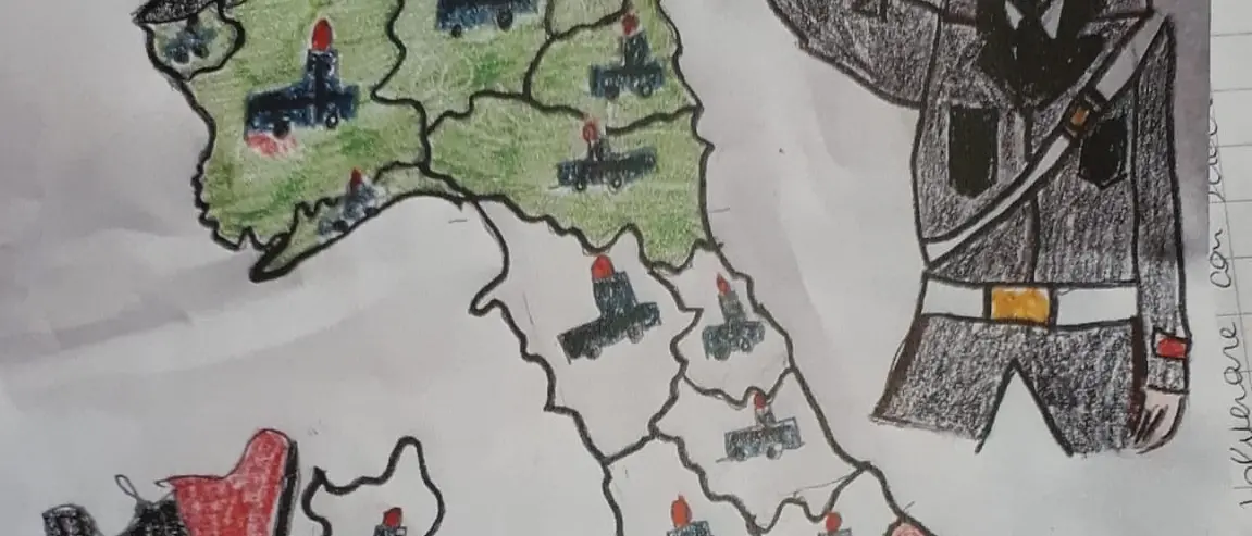 I Carabinieri ricevono disegni dagli alunni di Rogliano