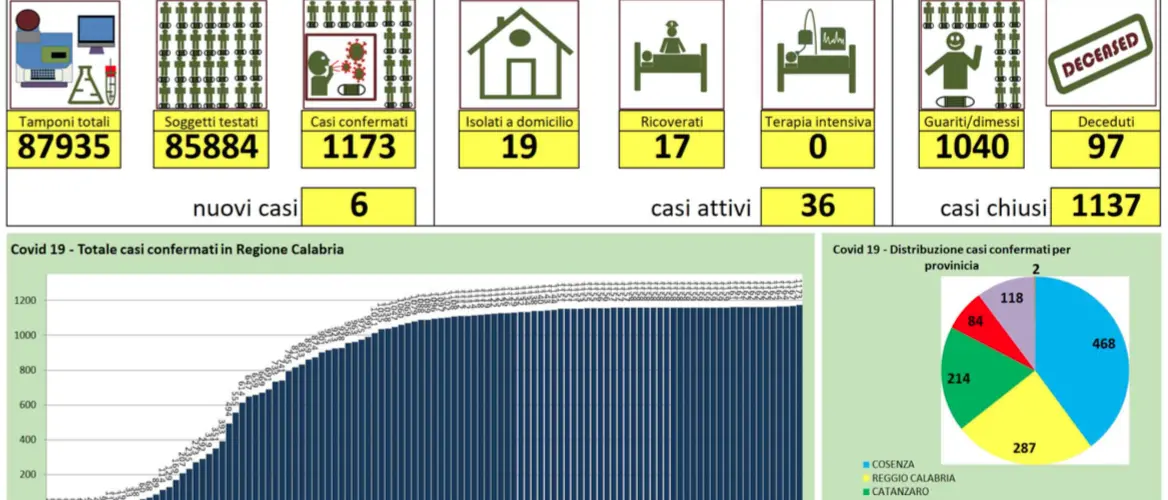 Sei nuovi casi in Calabria: due provengono dall'Arabia Saudita