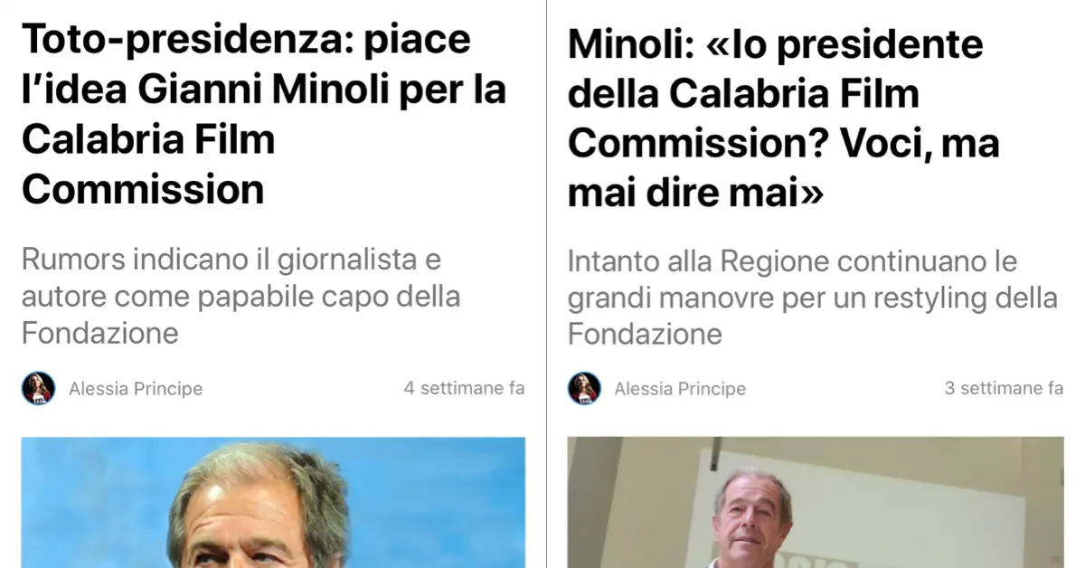Calabria film commission, Minoli commissario straordinario
