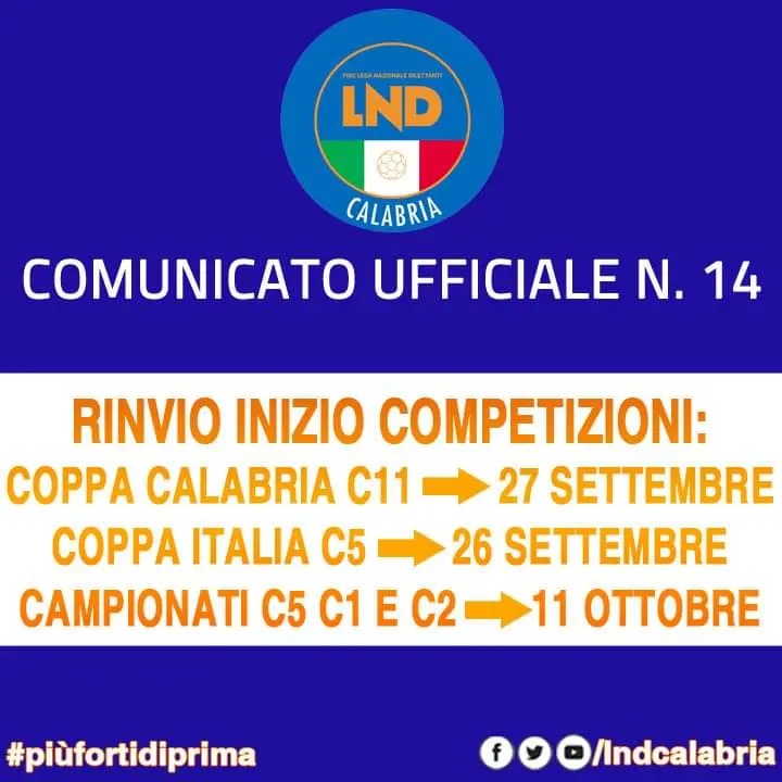 Dilettanti, rinviato inizio della Coppa Calabria. Si parte il 27 settembre
