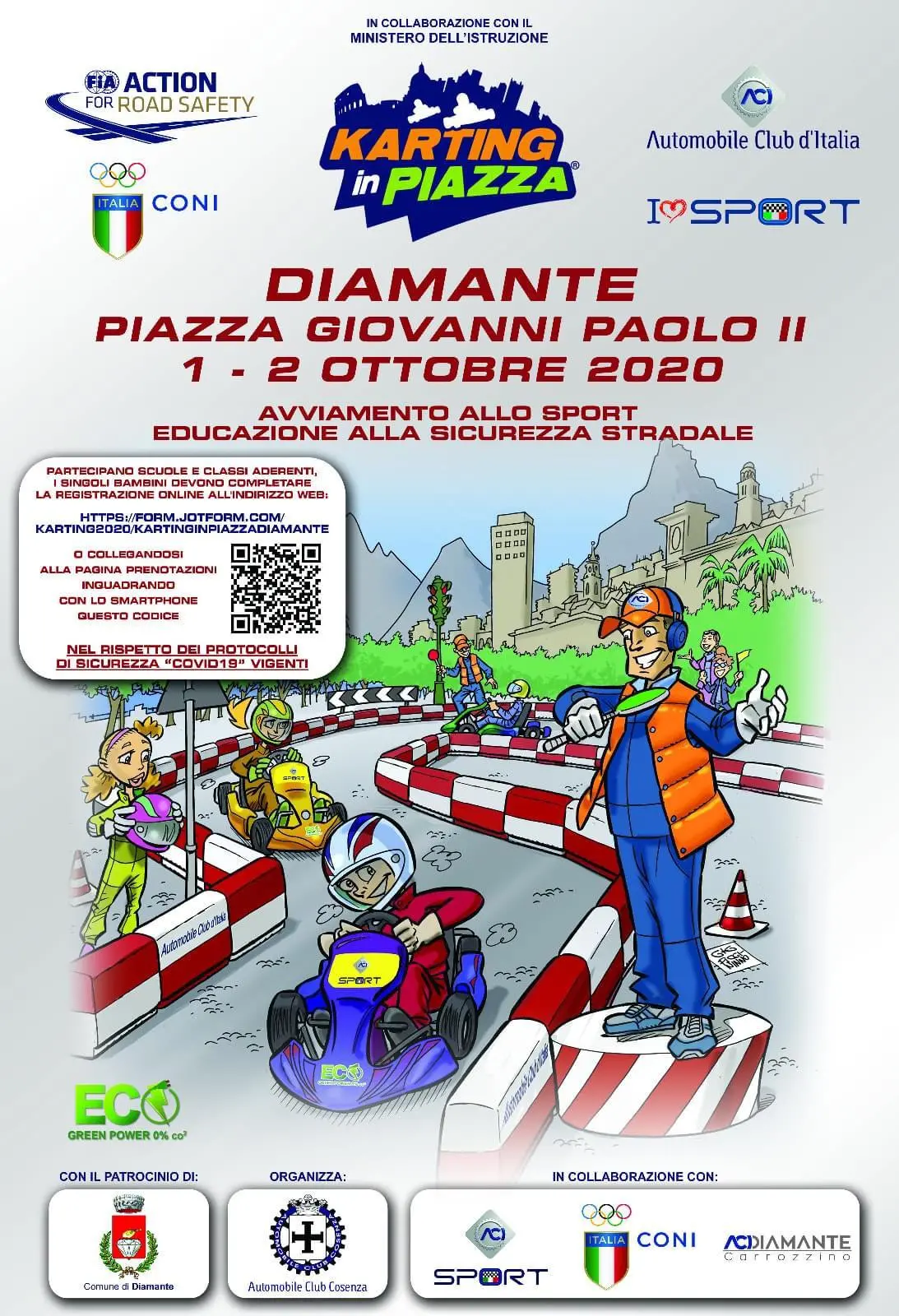 Diamante, \"Karting in piazza\" per l'avviamento dei bambini all'educazione stradale