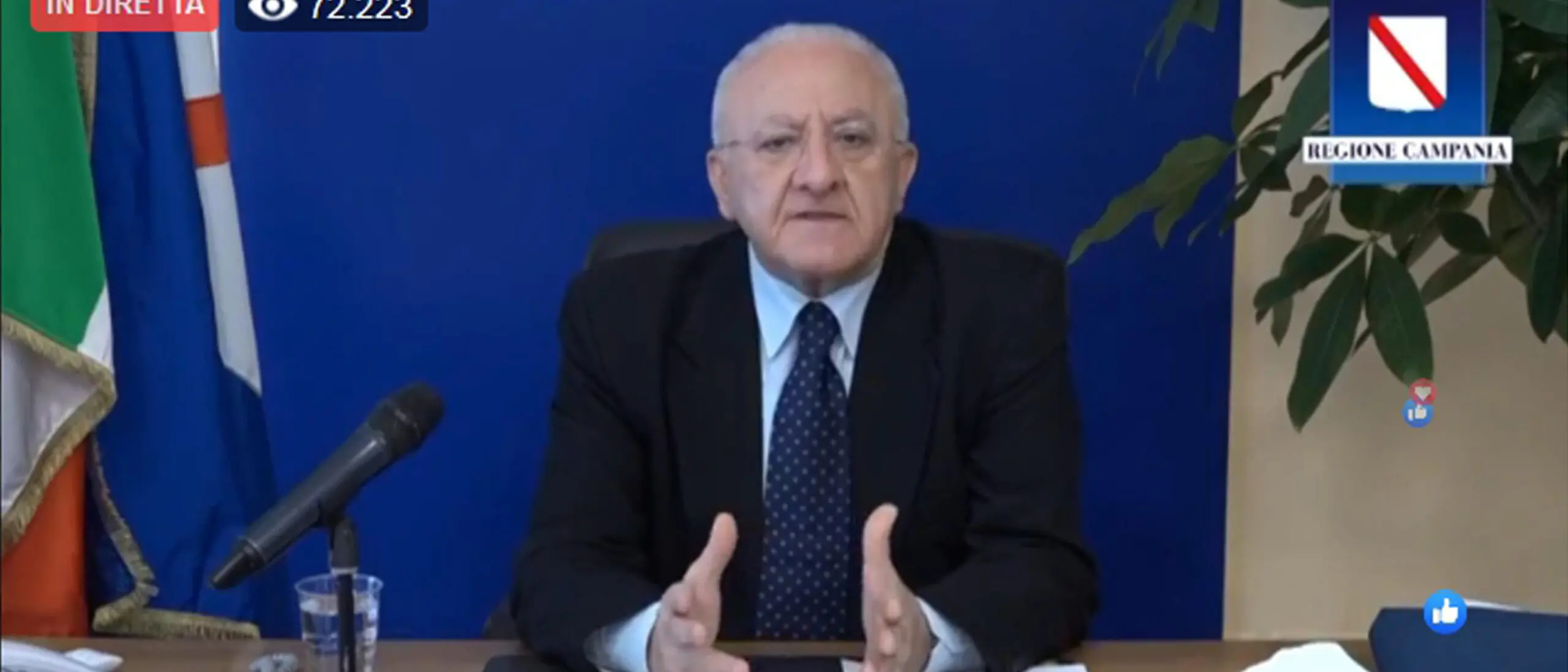 De Luca pronto a chiudere la Regione Campania “con 800 casi al giorno”