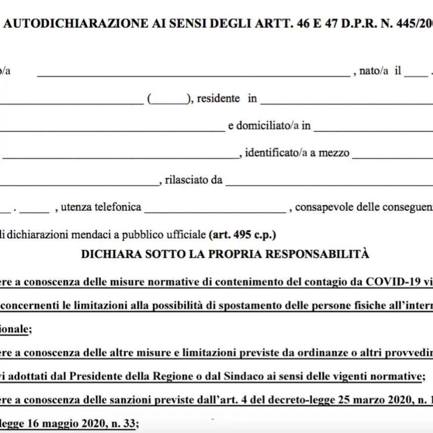 Ecco il nuovo modello per circolare in Calabria SCARICA