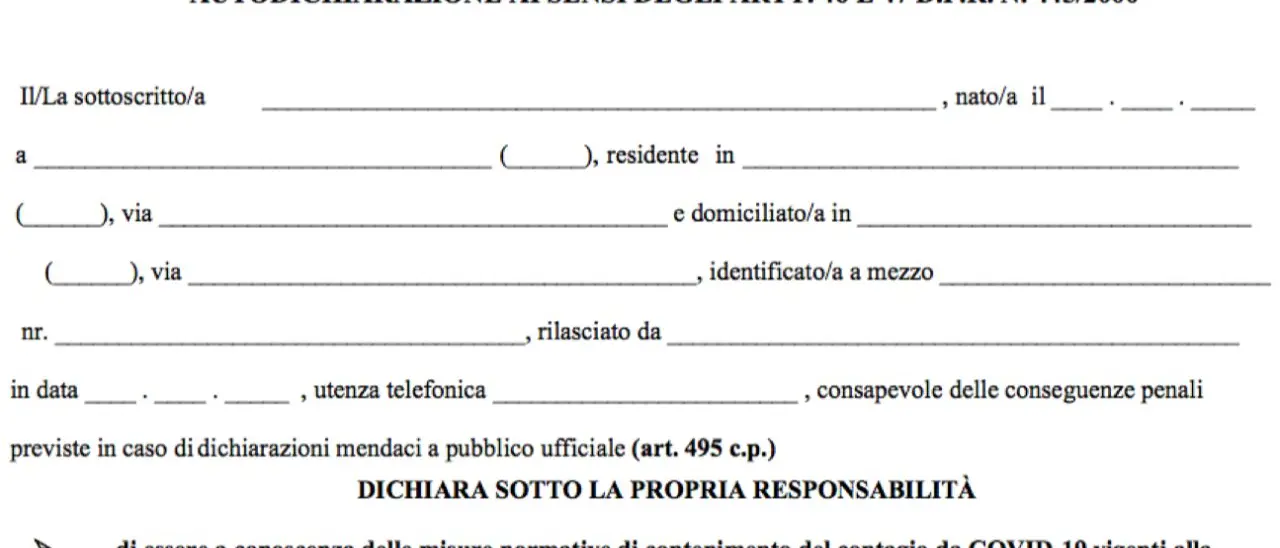 ZONA ROSSA, ZONA ARANCIONE E ZONA GIALLA | Ecco il modello da scaricare